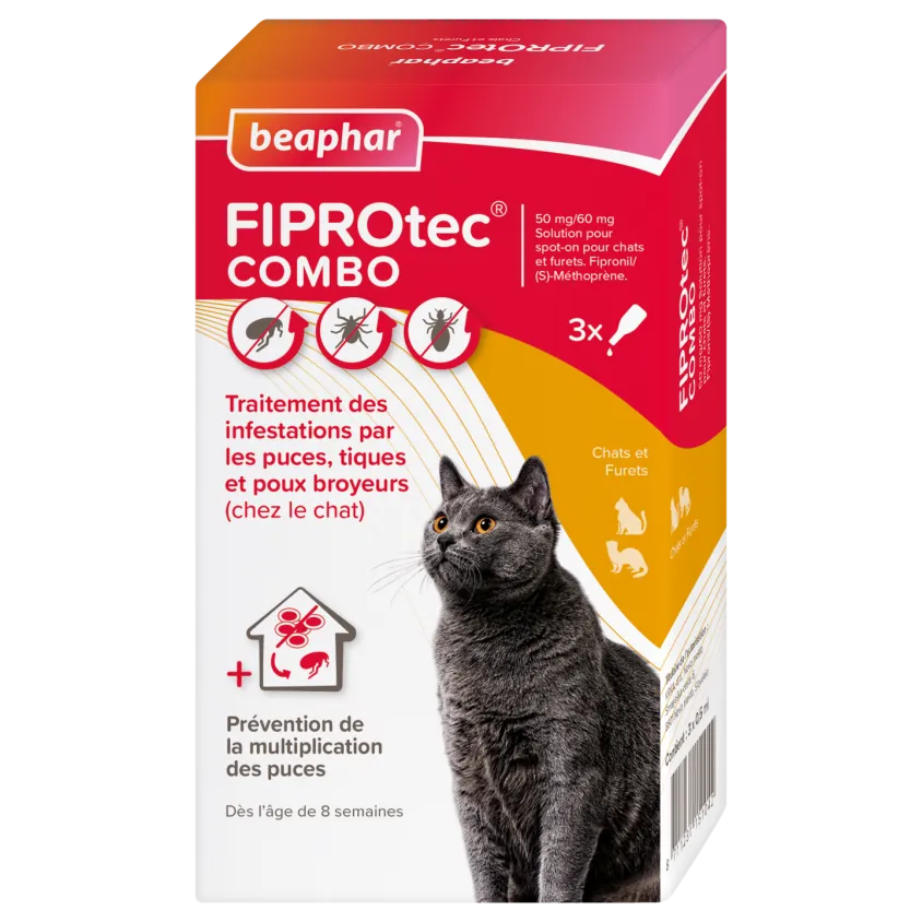Pipettes Antiparasitaire Fiprotec Combo pour chats